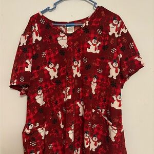 Red Snowman Print T-Shirt